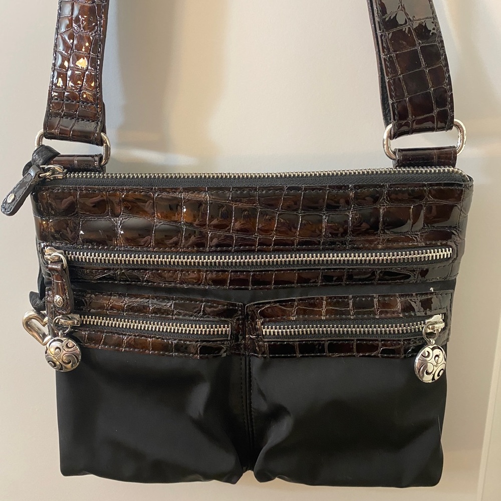 Brighton Crossbody Black Nylon and Leather Purse